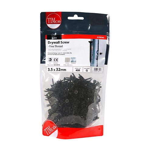 TIMCO Drywall Screws - Fine Thread - PH - Bugle - Black 3.5 x 32mm (400)