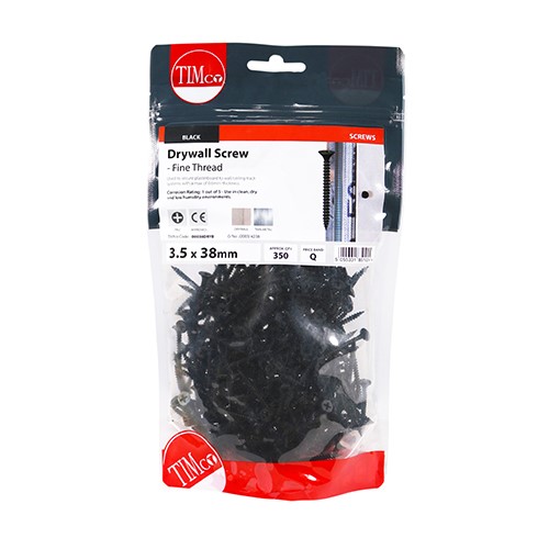 TIMCO Drywall Screws - Fine Thread - PH - Bugle - Black 3.5 x 38mm (350)