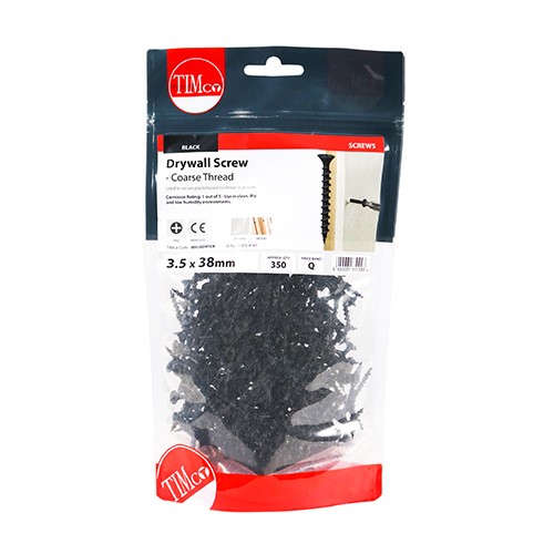 TIMCO Drywall Screws - Coarse Thread - PH - Bugle - Black 3.5 x 38mm (350)