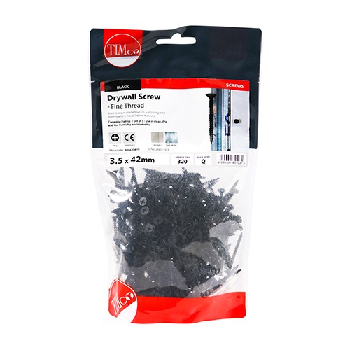 TIMCO Drywall Screws - Fine Thread - PH - Bugle - Black 3.5 x 42mm (320)