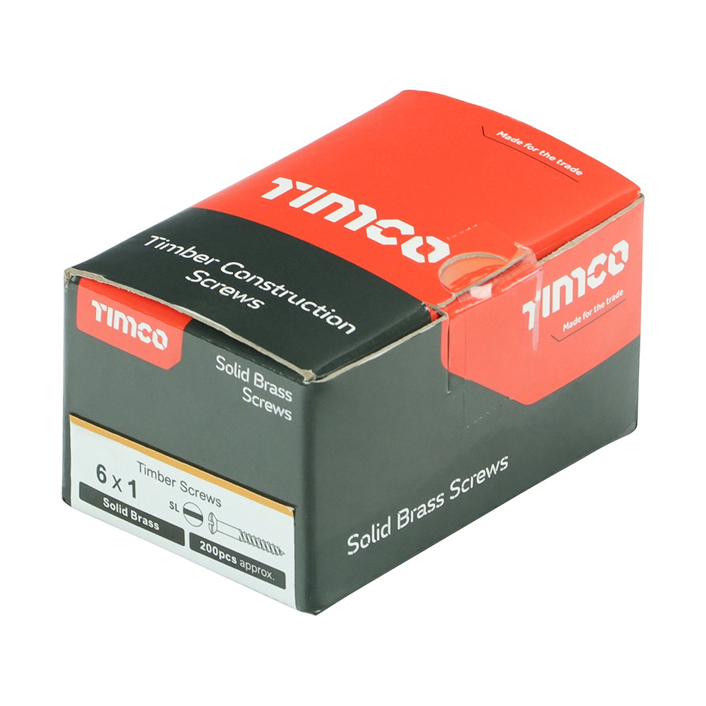 TIMCO Solid Brass Timber Screws - SLOT - Raised Countersunk 6g x 1