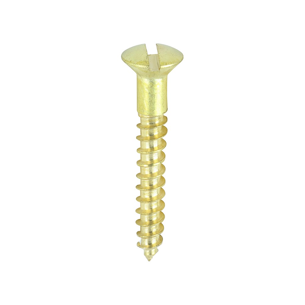 TIMCO Solid Brass Timber Screws - SLOT - Raised Countersunk 6g x 1