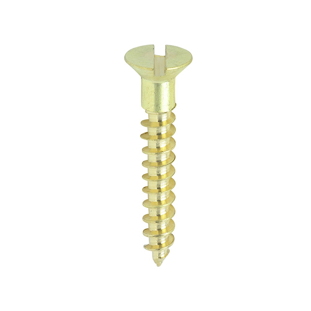 TIMCO Solid Brass Timber Screws - SLOT - Countersunk 7g x 1