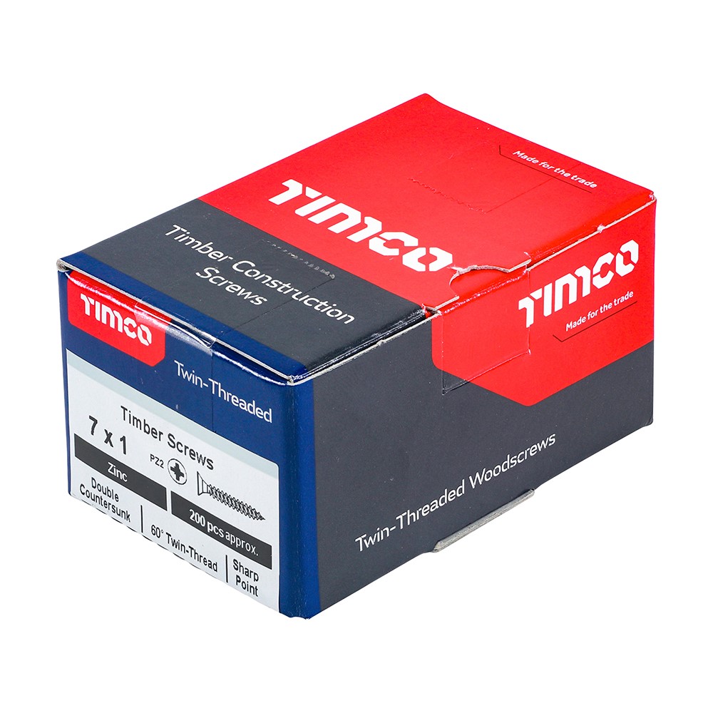 TIMCO Twin-Threaded Woodscrews - PZ -Zinc 7g x 1