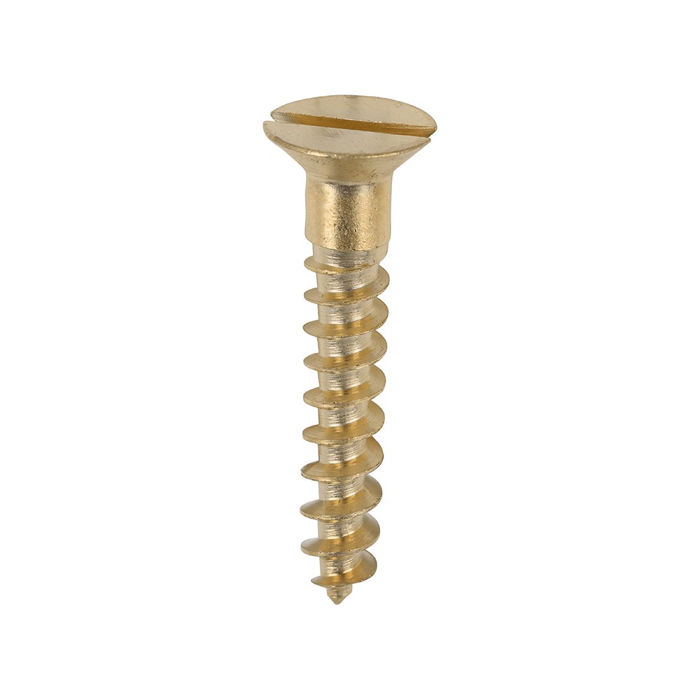 TIMCO Solid Brass Timber Screws - SLOT - Countersunk 8g x 1