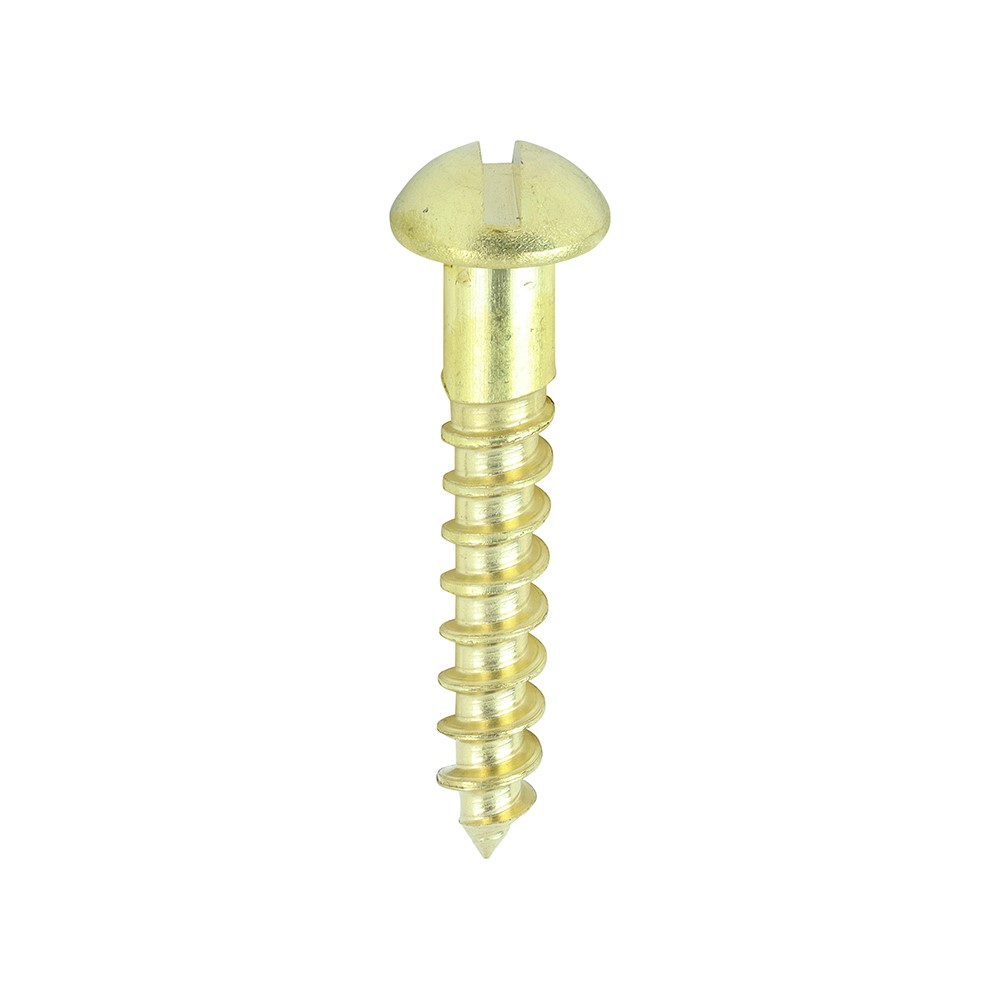 TIMCO Solid Brass Timber Screws - SLOT - Round 8g x 1