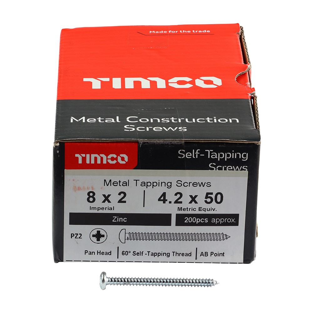 TIMCO Self-Tapping Screws - PZ - Pan - Zinc 8g x 2