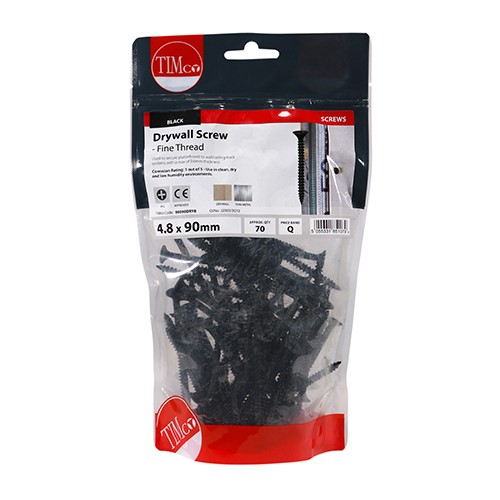 TIMCO Drywall Screws - Fine Thread - PH - Bugle - Black 4.8 x 90mm (70)