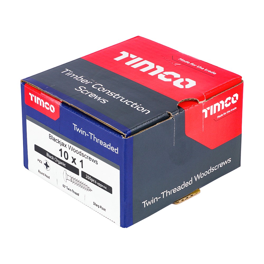 TIMCO Blackjax Woodscrews - PZ - Round - Black Organic 10g x 1