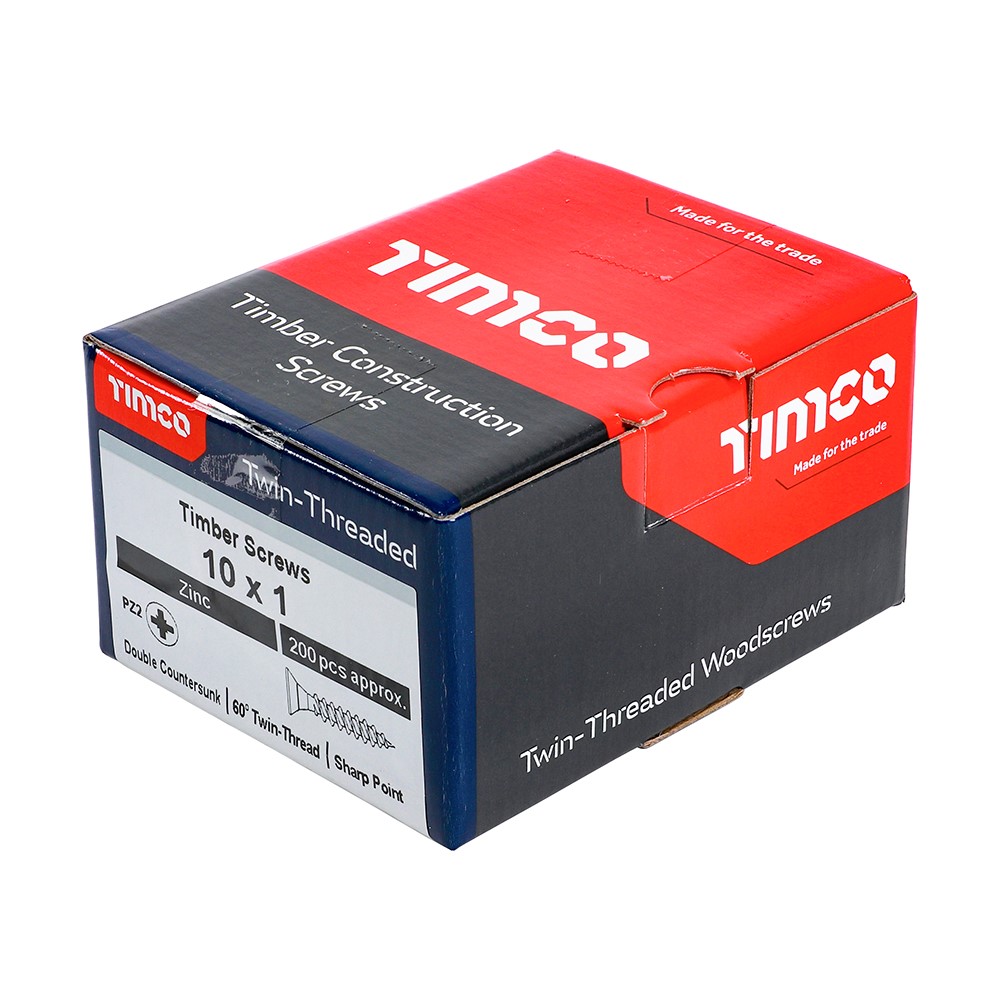 TIMCO Twin-Threaded Woodscrews - PZ -Zinc 10g x 1