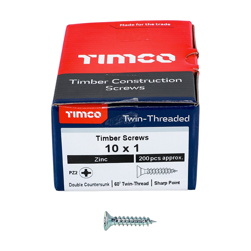 TIMCO Twin-Threaded Woodscrews - PZ -Zinc 10g x 1