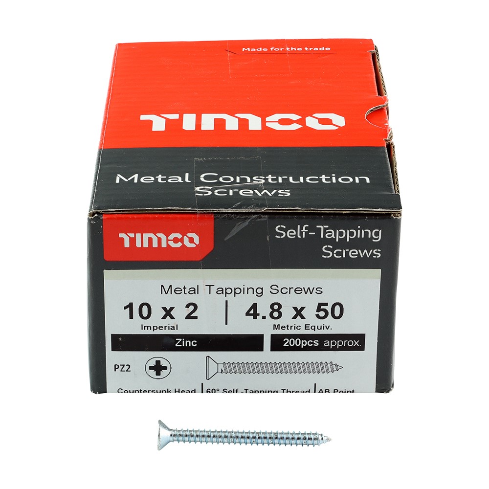 TIMCO Self-Tapping Screws - PZ - Countersunk - Zinc 10g x 2