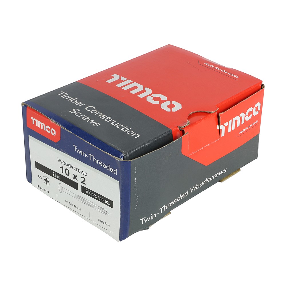 TIMCO Twin-Threaded Woodscrews - PZ - Round - Zinc 10g x 2