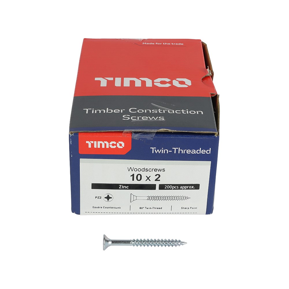 TIMCO Twin-Threaded Woodscrews - PZ - Round - Zinc 10g x 2