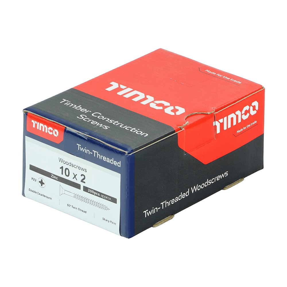 TIMCO Twin-Threaded Woodscrews - PZ -Zinc 10g x 2