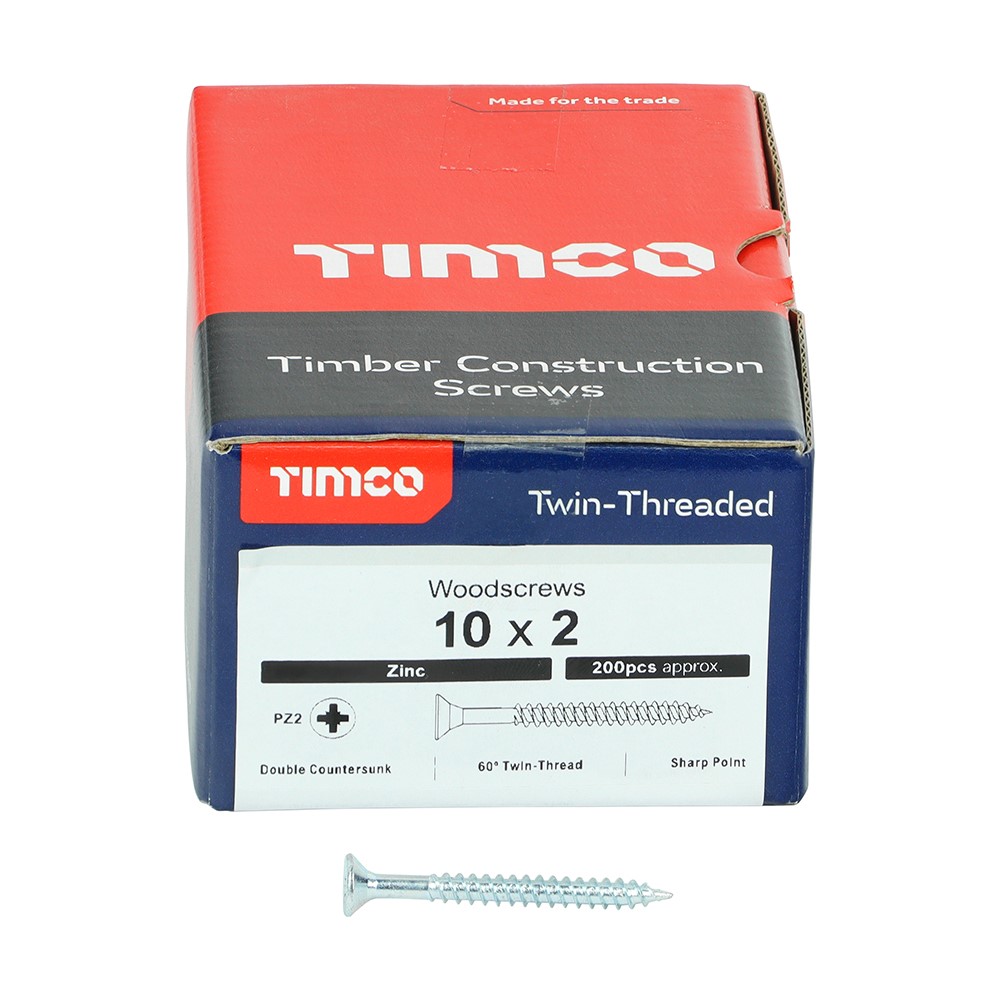 TIMCO Twin-Threaded Woodscrews - PZ -Zinc 10g x 2