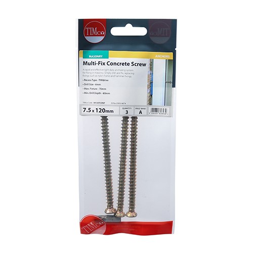 TIMCO Concrete Screws - TX - Flat Countersunk 7.5 x 120mm (3)