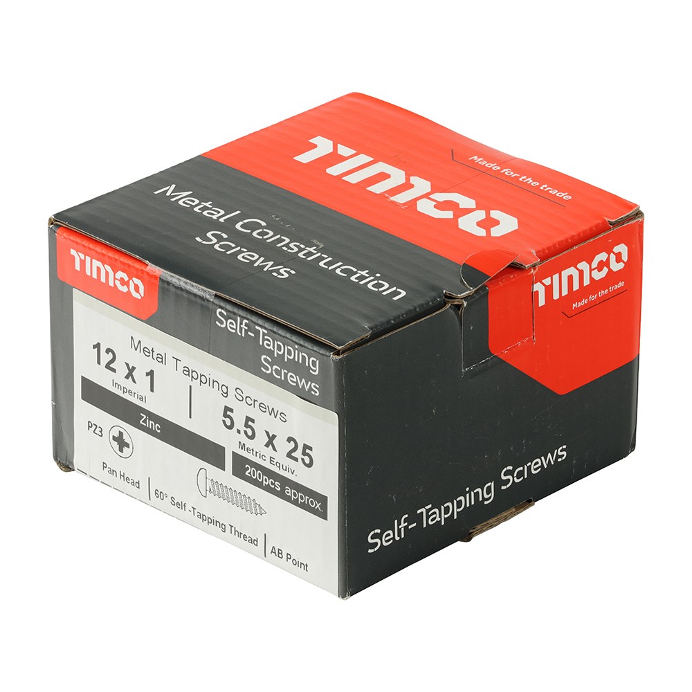 TIMCO Metal Tapping Screws - PZ - Pan - Self-Tapping - Zinc 12g x 1