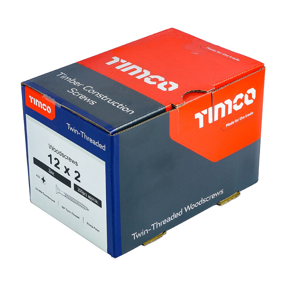 TIMCO Twin-Threaded Woodscrews - PZ -Zinc 12g x 2