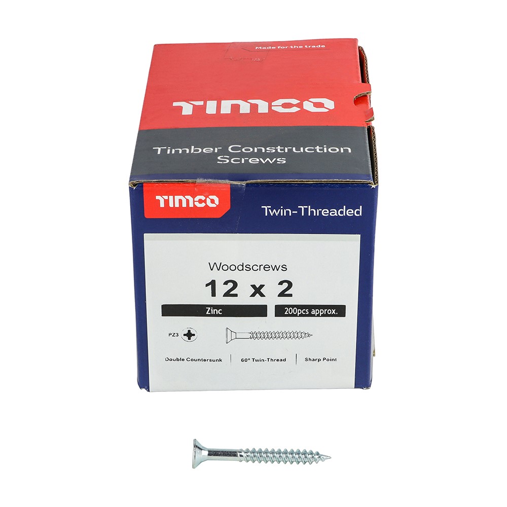 TIMCO Twin-Threaded Woodscrews - PZ -Zinc 12g x 2