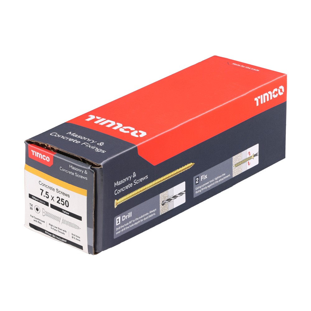 TIMCO Concrete Screws - TX - Flat Countersunk 7.5 x 250mm (100 Pack)