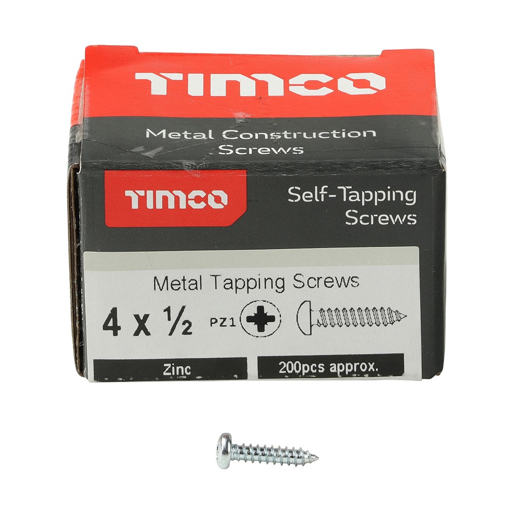 TIMCO Self-Tapping Screws - PZ - Pan - Zinc 4g x 1/2