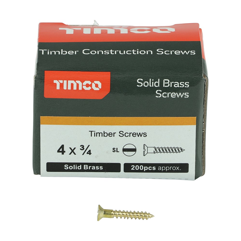 TIMCO Solid Brass Timber Screws - SLOT - Countersunk 4g x 3/4