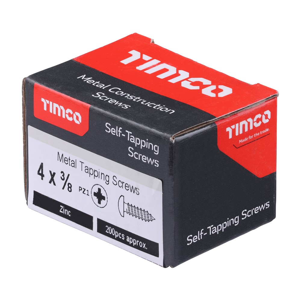 TIMCO Metal Tapping Screws - PZ - Pan - Self-Tapping - Zinc 4g x 3/8