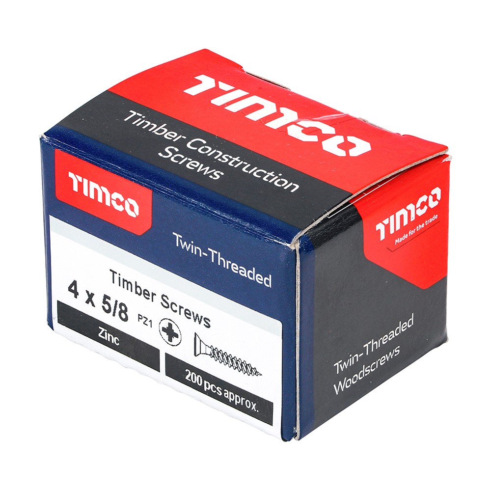 TIMCO Twin-Threaded Woodscrews - PZ -Zinc 4g x 5/8