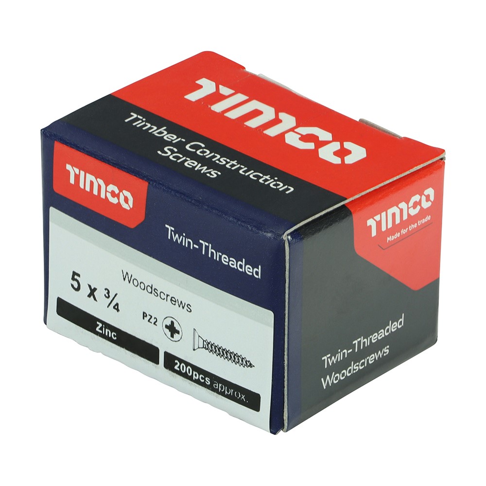 TIMCO Twin-Threaded Woodscrews - PZ -Zinc 5g x 3/4