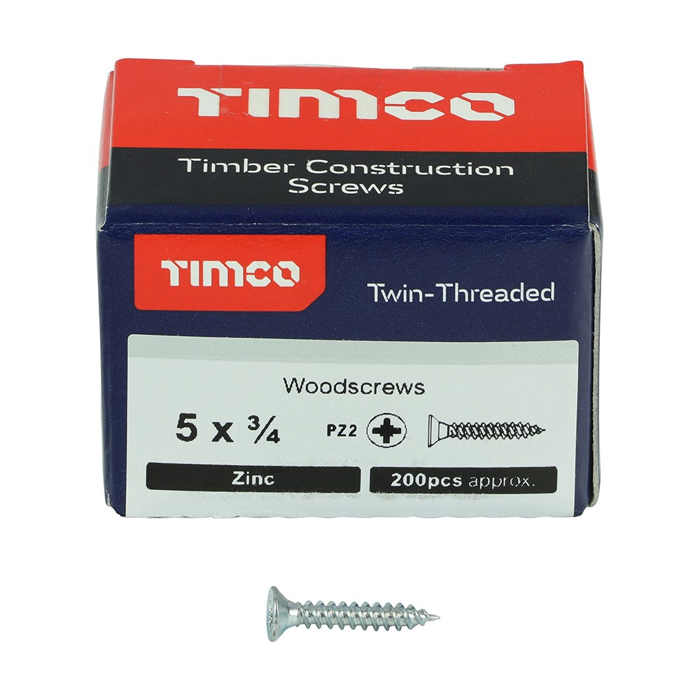 TIMCO Twin-Threaded Woodscrews - PZ -Zinc 5g x 3/4