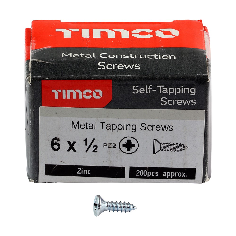 TIMCO Self-Tapping Screws - PZ - Countersunk - Zinc 6g x 1/2