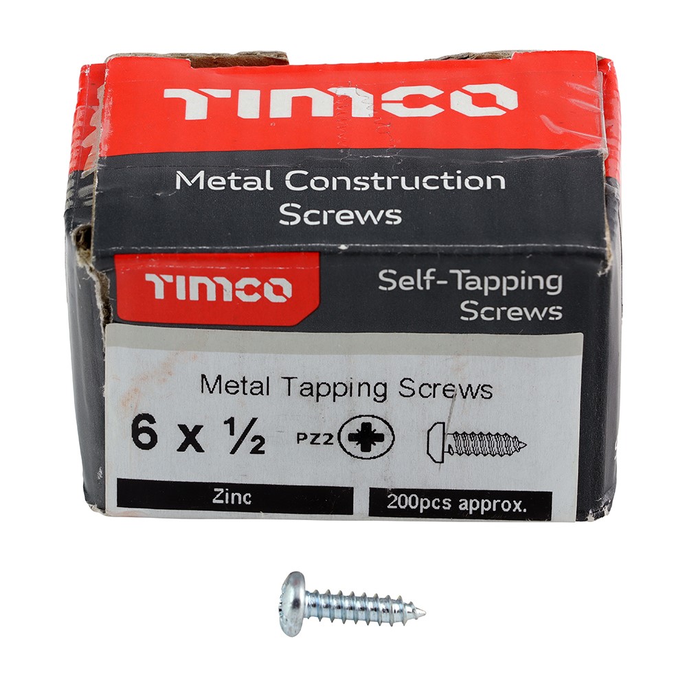 TIMCO Self-Tapping Screws - PZ - Pan - Zinc 6g x 1/2