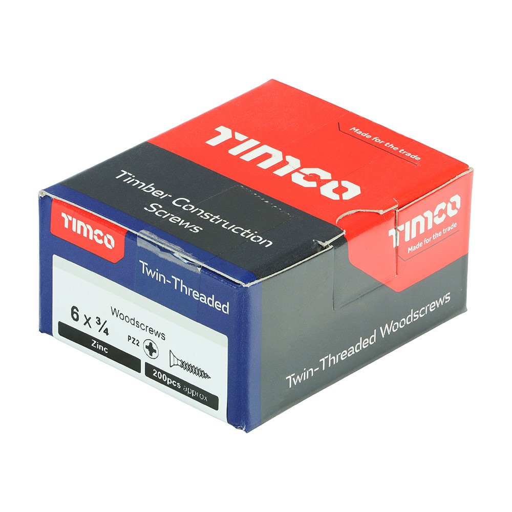 TIMCO Twin-Threaded Woodscrews - PZ -Zinc 6g x 3/4