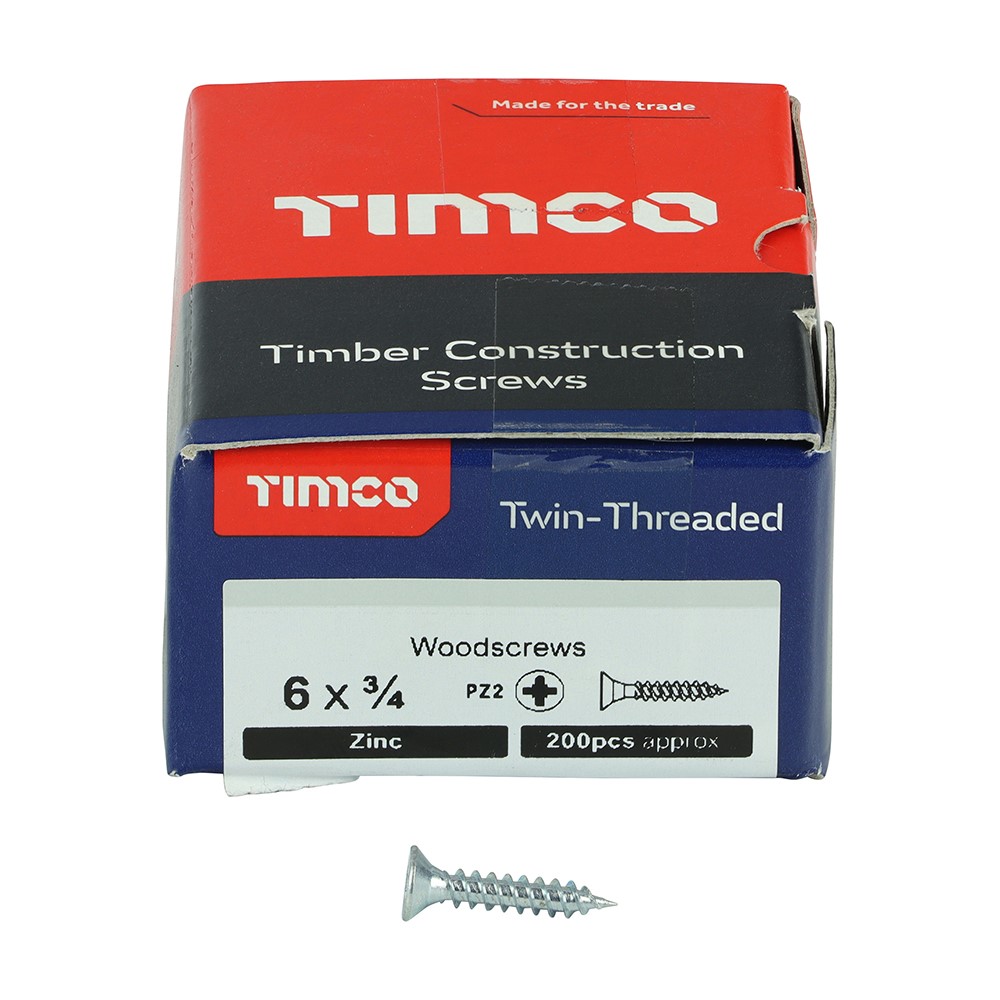 TIMCO Twin-Threaded Woodscrews - PZ -Zinc 6g x 3/4