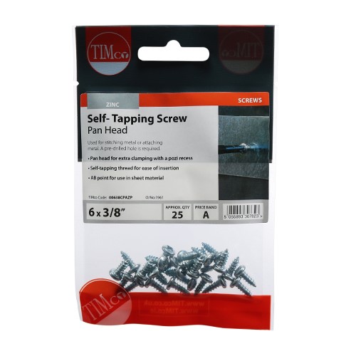 TIMCO Self-Tapping Screws - PZ - Pan - Zinc 6g x 3/8