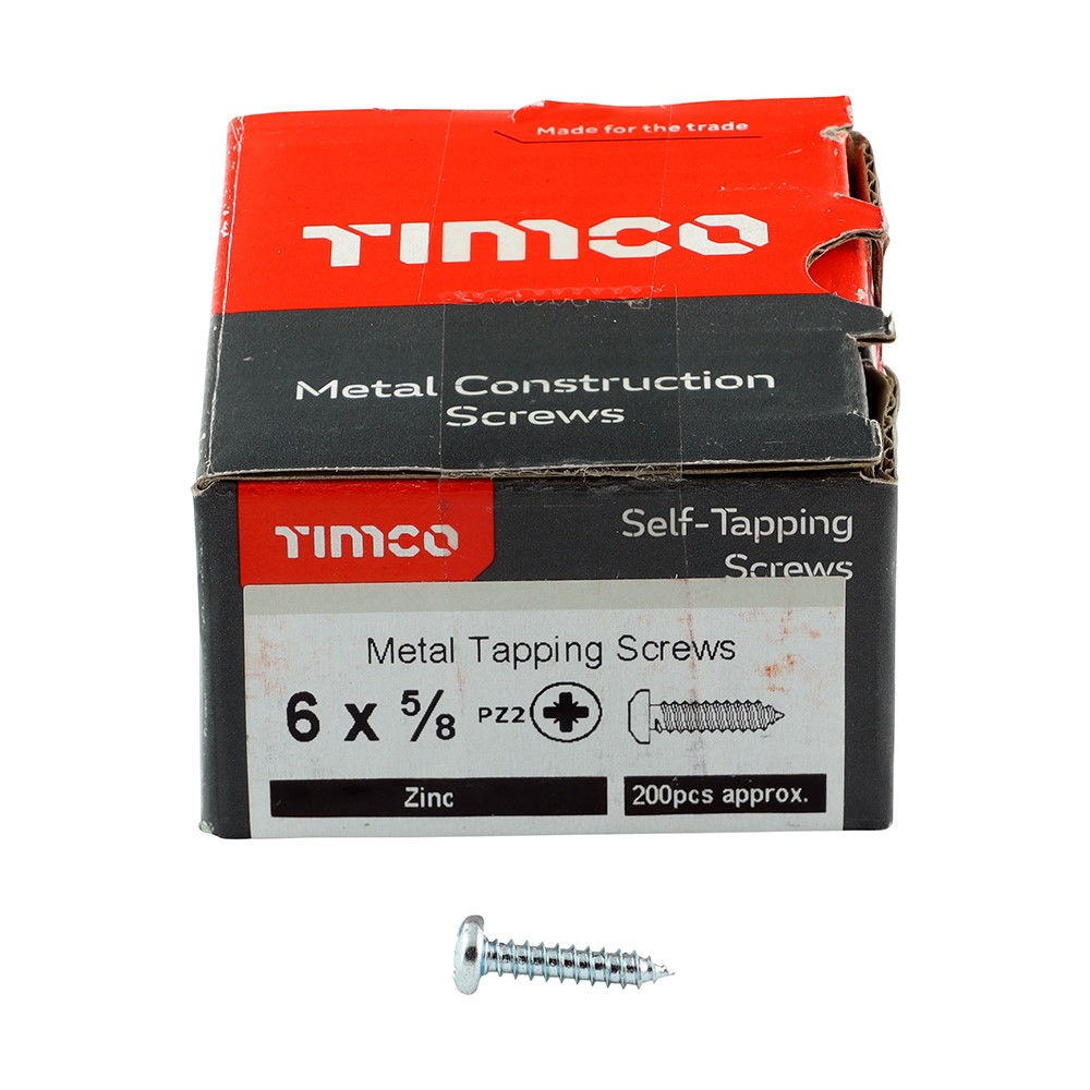 TIMCO Self-Tapping Screws - PZ - Pan - Zinc 6g x 5/8