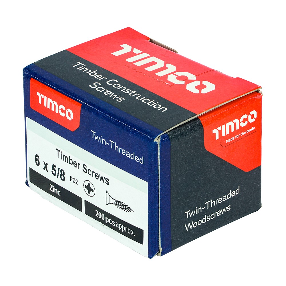 TIMCO Twin-Threaded Woodscrews - PZ -Zinc 6g x 5/8