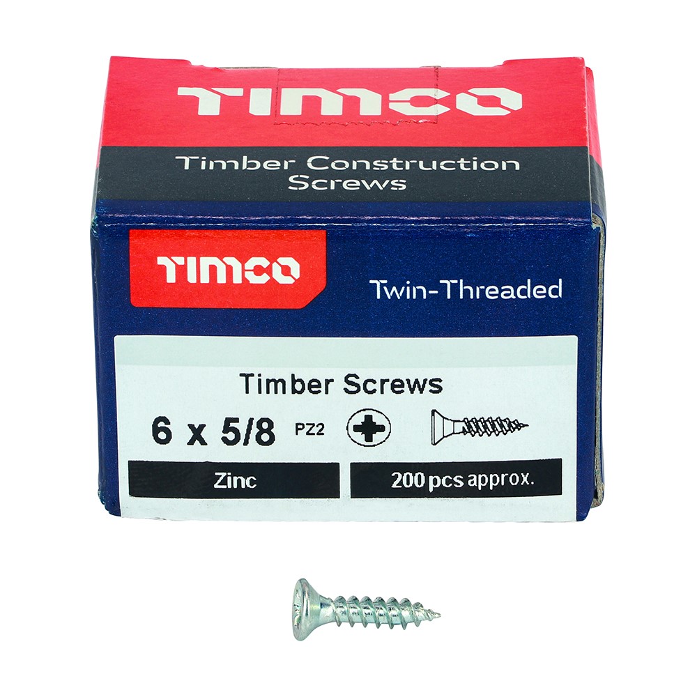 TIMCO Twin-Threaded Woodscrews - PZ -Zinc 6g x 5/8