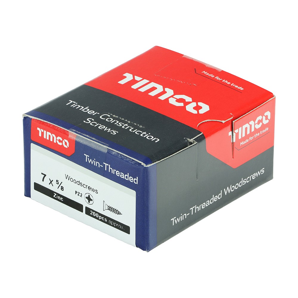 TIMCO Twin-Threaded Woodscrews - PZ -Zinc 7g x 5/8