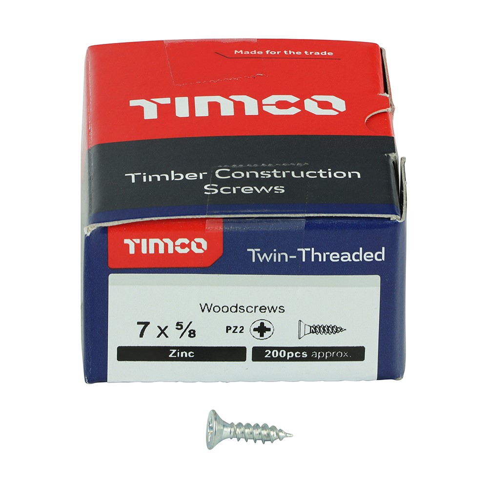 TIMCO Twin-Threaded Woodscrews - PZ -Zinc 7g x 5/8