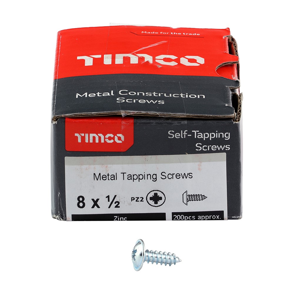 TIMCO Metal Tapping Screws - PZ - Flange - Self-Tapping - Zinc 8g x 1/2