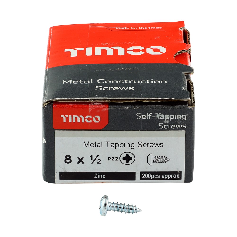 TIMCO Self-Tapping Screws - PZ - Pan - Zinc 8g x 1/2