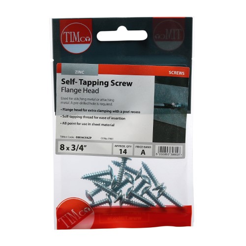 TIMCO Self-Tapping Screws - PZ - Flange Head - Zinc 8g x 3/4