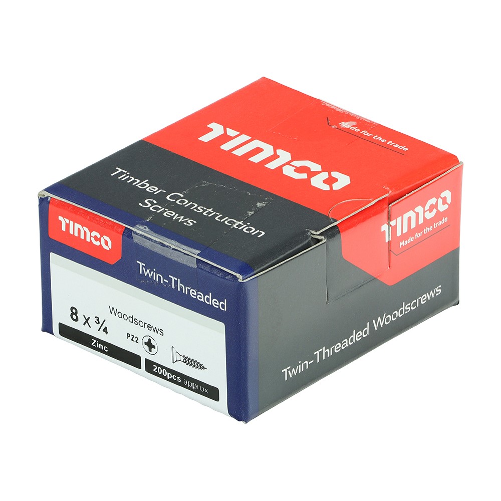 TIMCO Twin-Threaded Woodscrews - PZ -Zinc 8g x 3/4