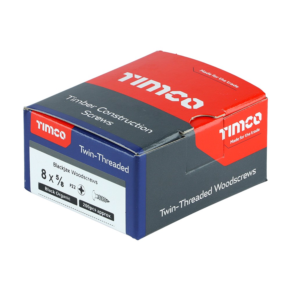 TIMCO Blackjax Woodscrews - PZ - Round - Black Organic 8g x 5/8