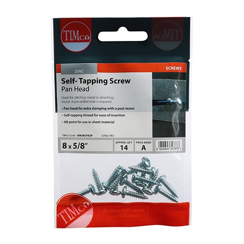 TIMCO Self-Tapping Screws - PZ - Pan - Zinc 8g x 5/8