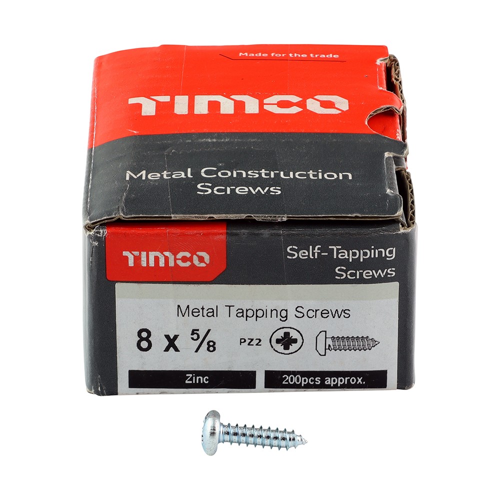 TIMCO Self-Tapping Screws - PZ - Pan - Zinc 8g x 5/8