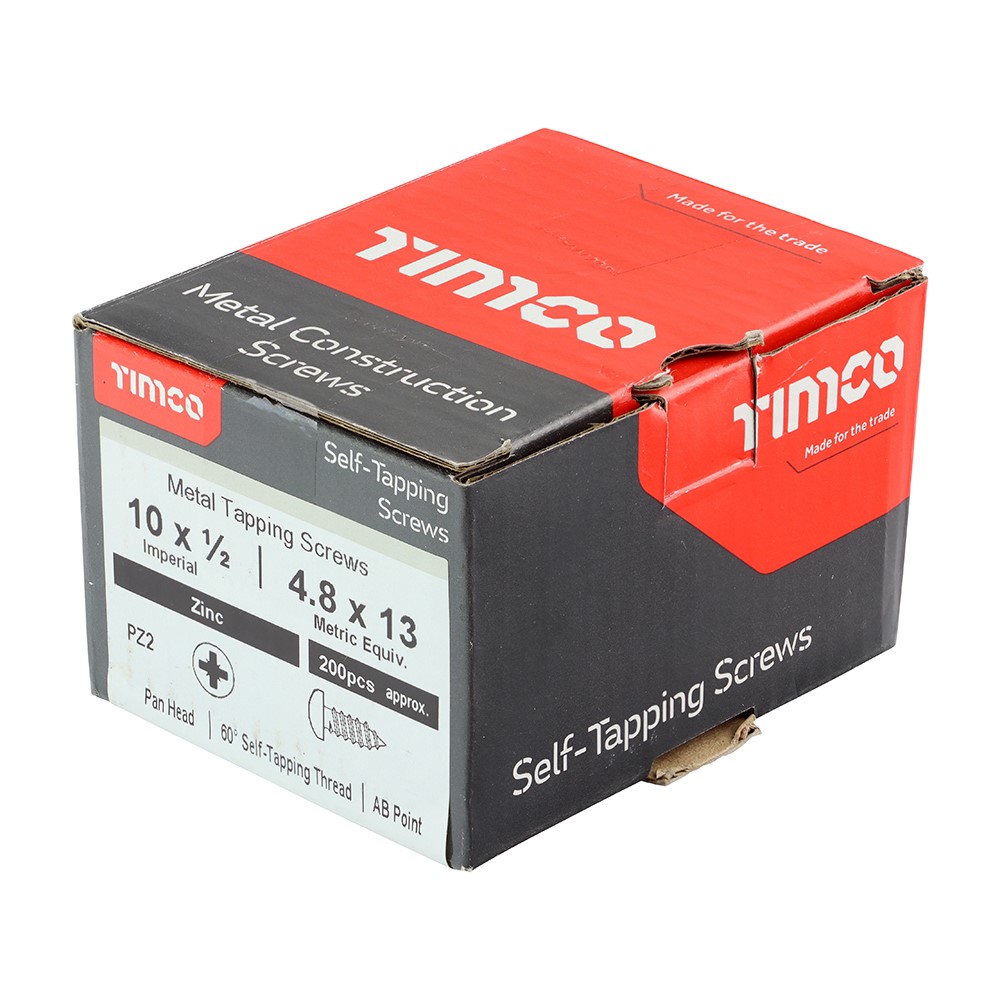 TIMCO Self-Tapping Screws - PZ - Pan - Zinc 10g x 1/2