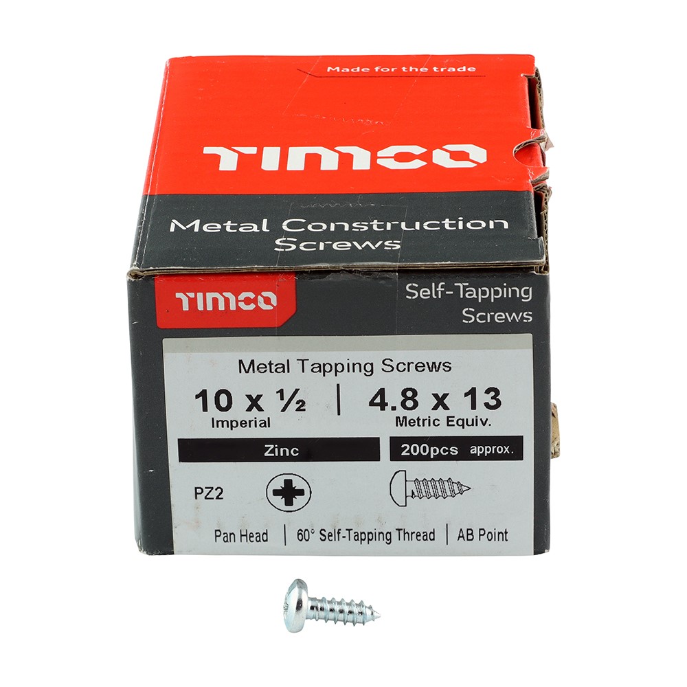 TIMCO Self-Tapping Screws - PZ - Pan - Zinc 10g x 1/2